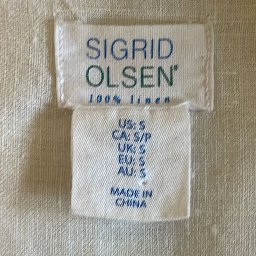 Sigrid Olsen Linen Tunic Top Cream/Pink/Lavender … - image 5